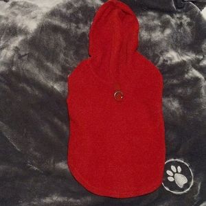 Adorable red fleece pullover hoodie for dogs